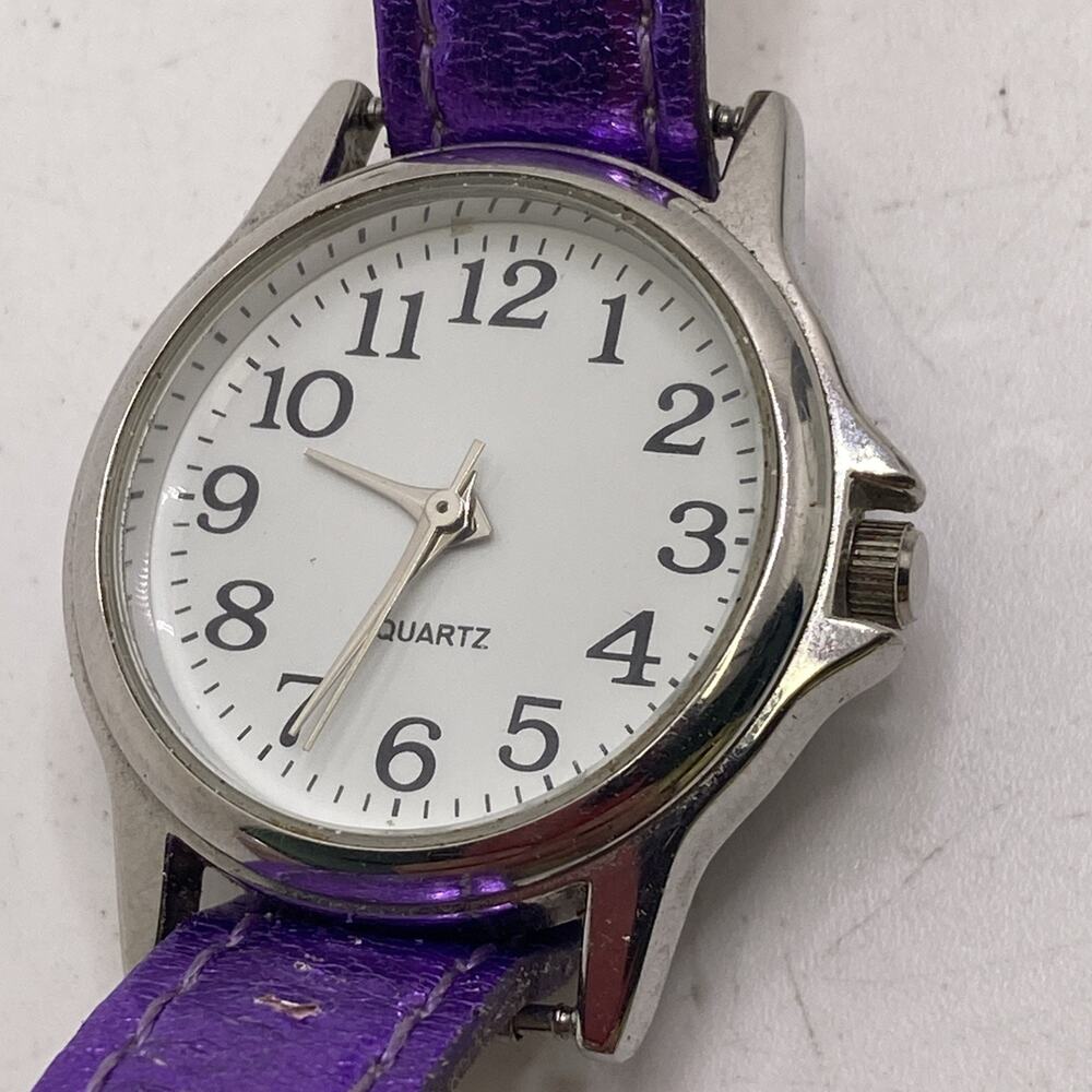 Womens Silver And Purple Watch Works New Battery